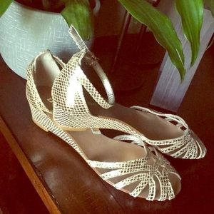 Dune London Gold Flats NEW